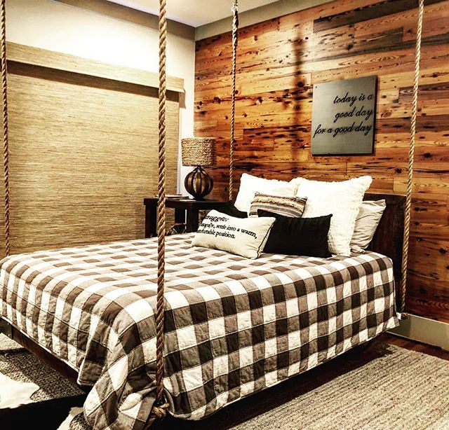 Gently Rock Yourself To Sleep With A Hanging Bed! .
.
#fouroakbedswings #bedsaremadeforswinging #hangingbed #love #bestsleepever #swing #interiordesign #reclaimedwood #rustic @lakemartinlife #lakelife #madeinamerica #bedswing